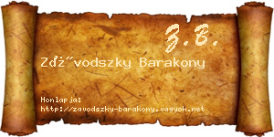 Závodszky Barakony névjegykártya